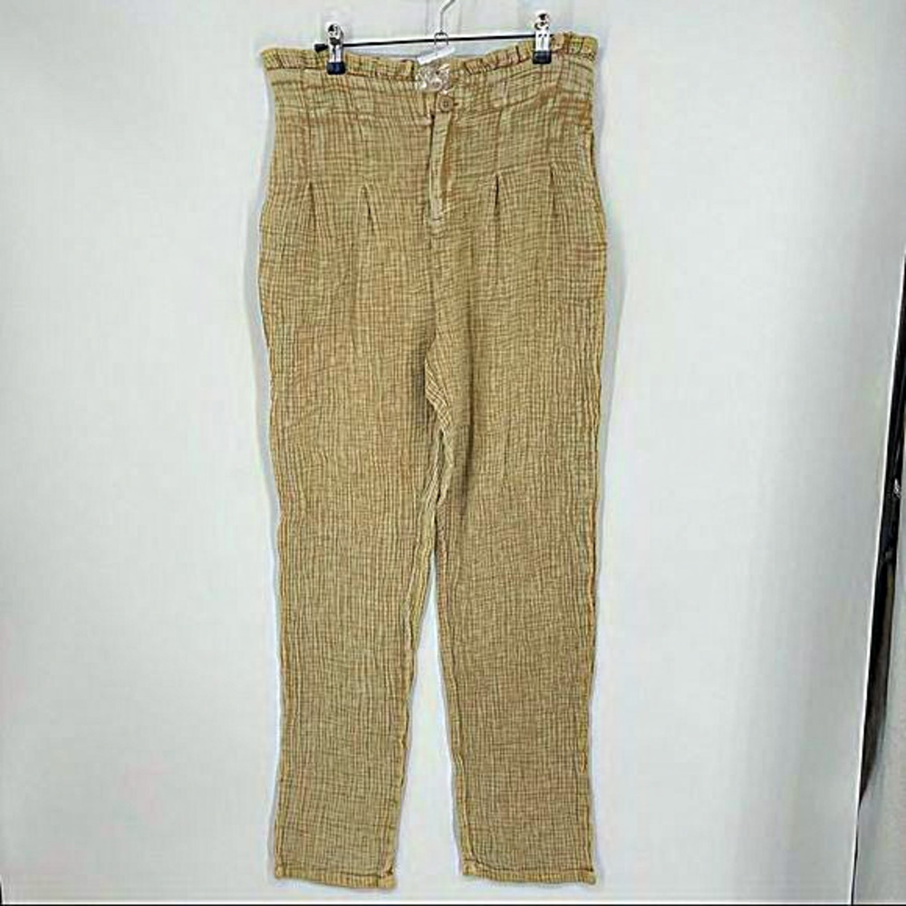 Le Lis Beige cotton Paper Bag Pants high rise